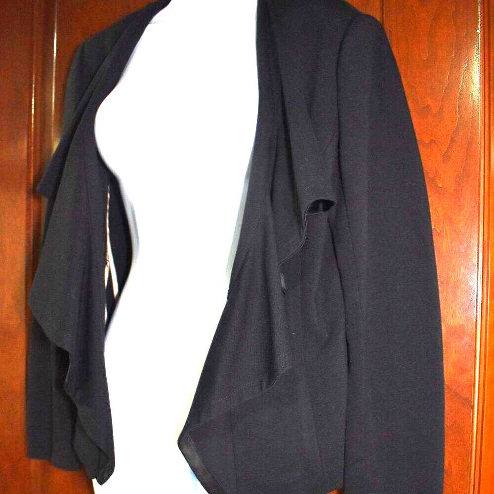 Vintage Cache Black Open Front Blazer Women’s 8 Ruffled Dressy Suit Jacket - Picture 15 of 15